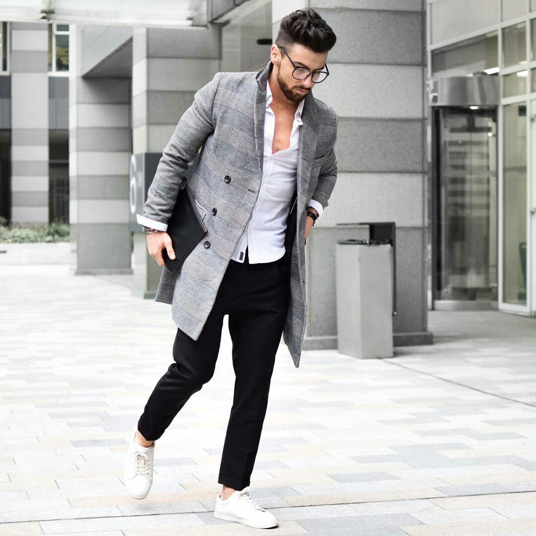 mens long winter dress coat Men's Grey Classic Double Breasted Business which means be smaller than normal European sizes Mens Long Winter Dress Coats