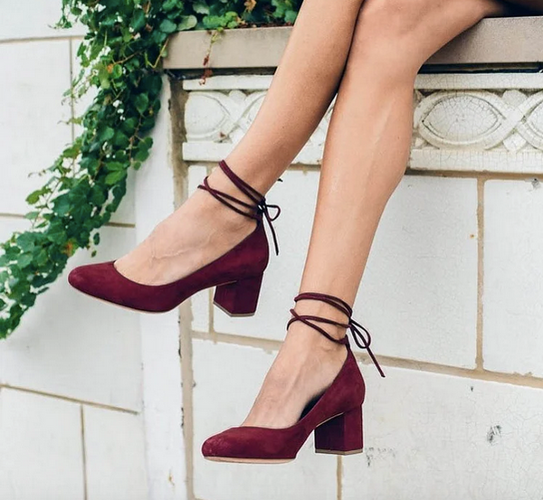 Burgundy suede heels sales