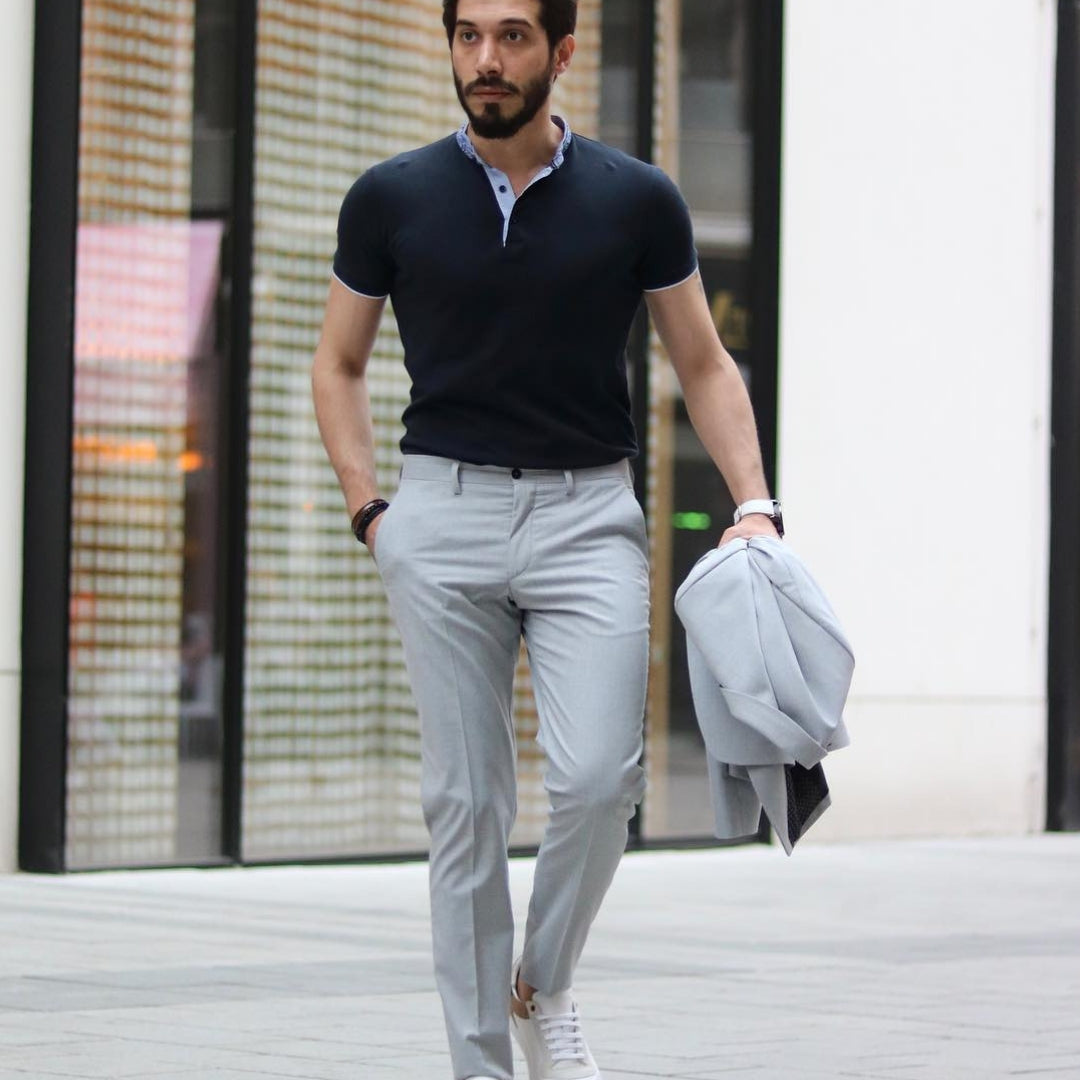 White Polo with Navy Dress Pants Outfits For Men (12 ideas & outfits)