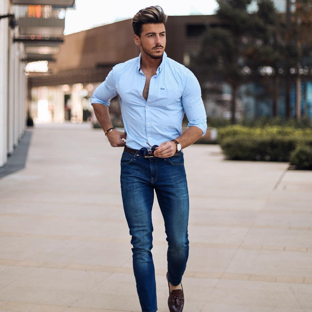 5 Simple shirt outfits for men. #shirt #outfits #mensfashion #streetstyle