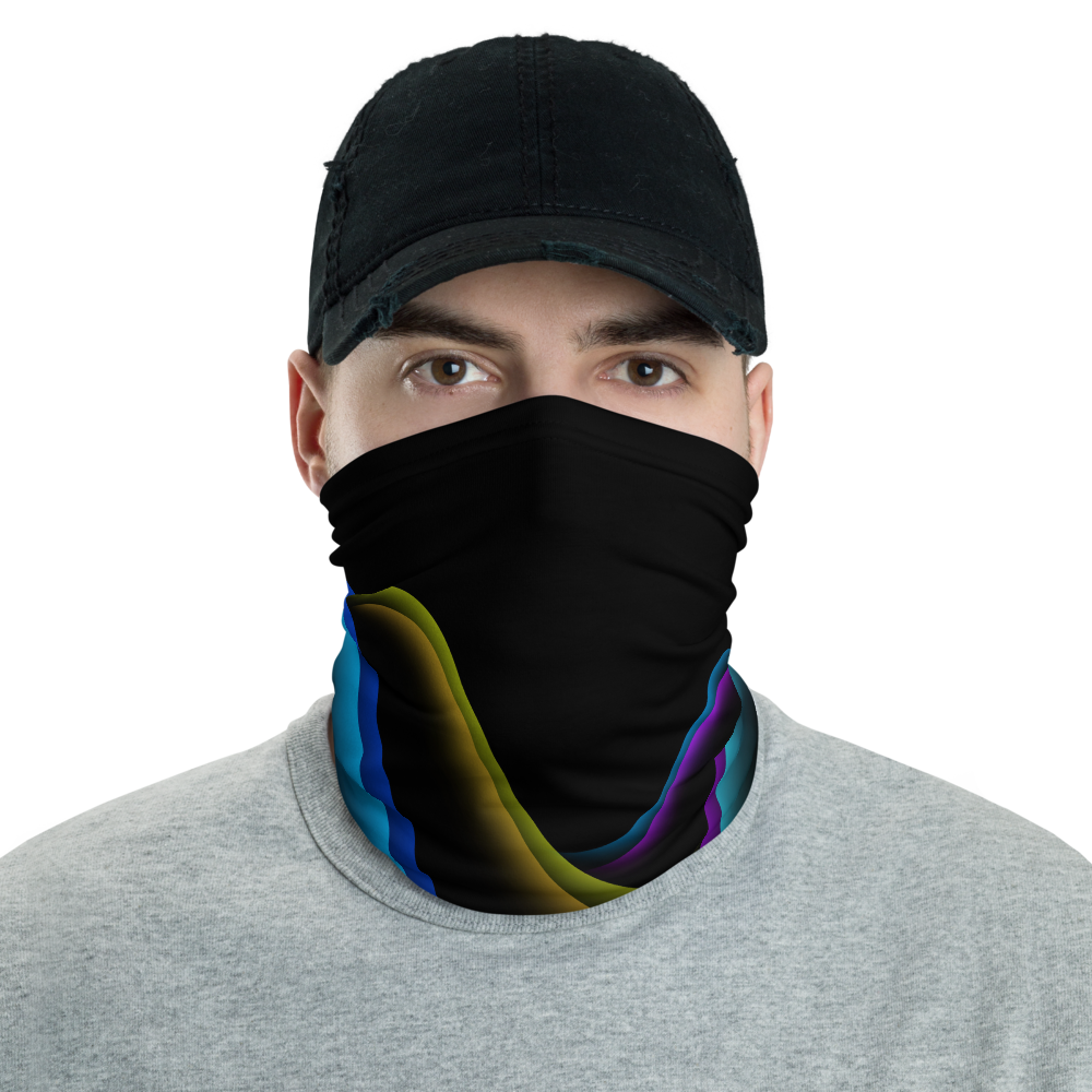 Stylish Face Mask + Headband In Neon Retro Wave Design